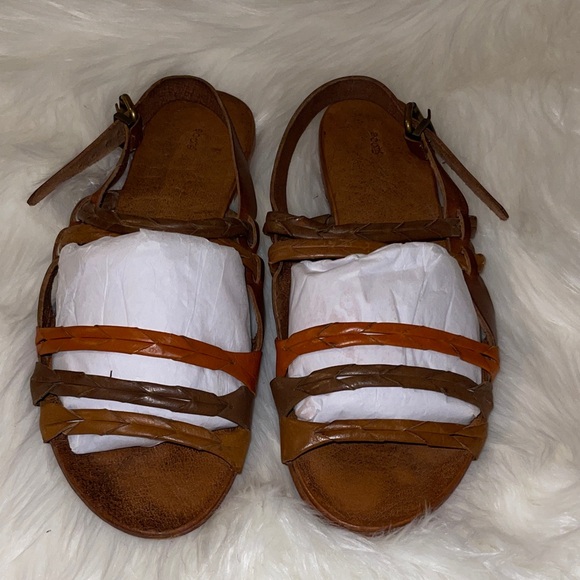 Ecote Brown and Orange Strappy Sandals - Picture 2 of 7